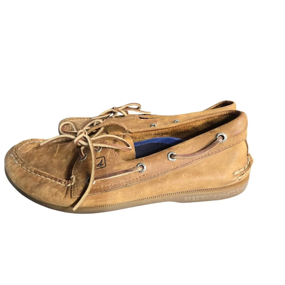 Sperry Top-Sider Men's Leather Boat Shoes Tan Brown Classic Deck Casual Size 9